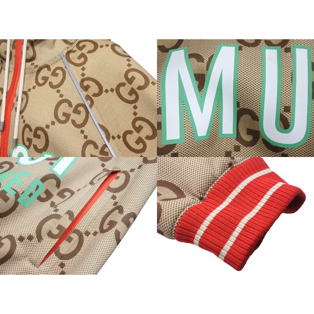 極美品 GUCCI グッチ 100周年ネオプレンジャケット ジップアップパーカー ベージュ GG柄 ロゴ 676466 サイズL 中古 47482