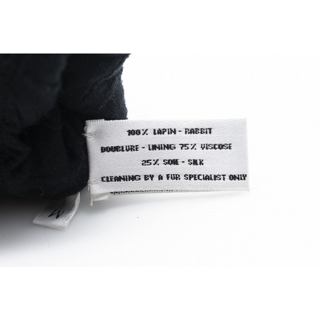 [USED/]CHANEL シャネル 手袋 ラビットグローブ ブラック ラビットファー シルバー金具 チェーン付 ココマーク Bランク tdc-000396-4e