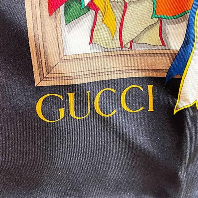 Gucci(グッチ)のグッチ スカーフ オールドグッチ ストール マルチカラー ブラック 黒 レディースのファッション小物(ストール/パシュミナ)の商品写真