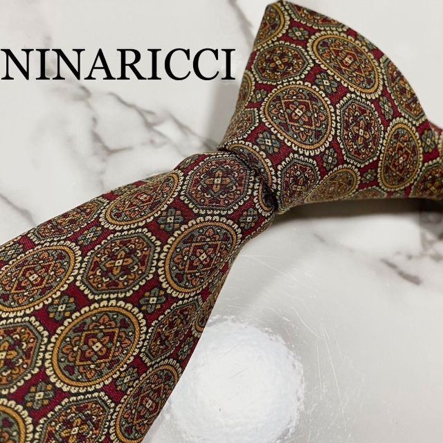 在庫一掃】 ニナリッチ NINA RICCI ネクタイ 総柄 最高級シルク