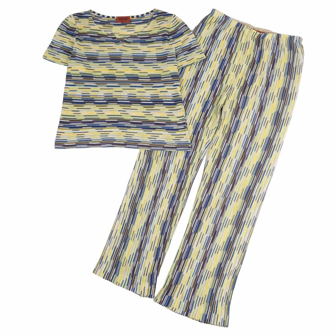 美品 ミッソーニ MISSONI セットアップ ニット シャツ ブラウス 半袖