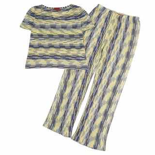 ミッソーニ(MISSONI)の美品 ミッソーニ MISSONI セットアップ ニット シャツ ブラウス 半袖 ロングパンツ トップス レディース 46(XL相当) マルチカラー(スーツ)