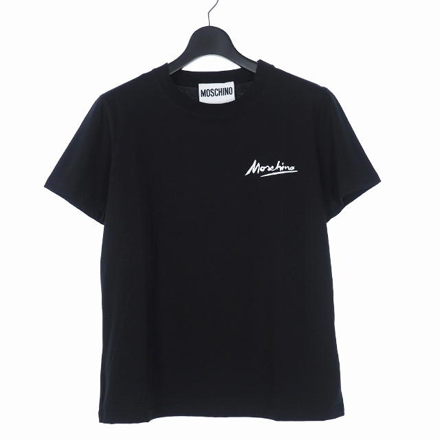 モスキーノ 20SS ロゴ プリント Tシャツ カットソー 半袖 38 黒
