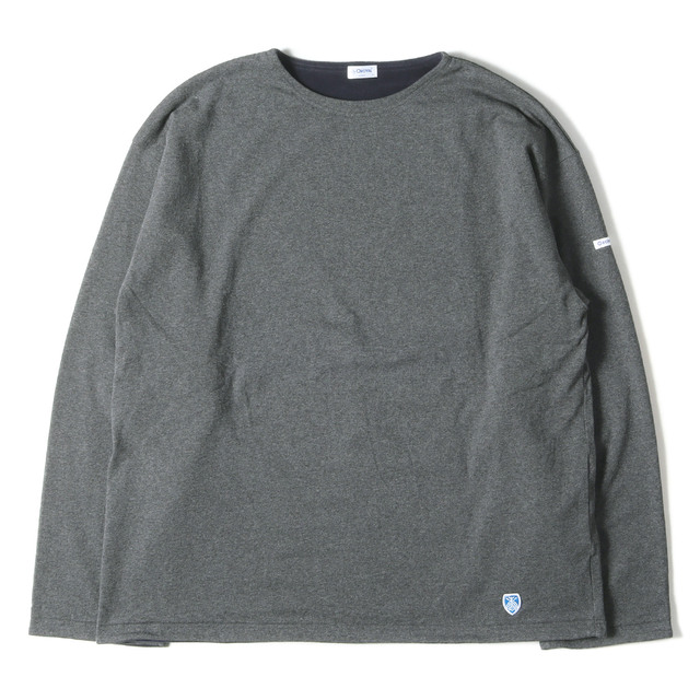 ORCIVAL オーシバル 裏フリース コットン クルーネック ロングスリーブ カットソー Ms CREW NECK L/S OR-C0039 CMJ 22AW トップス 長袖 Tシャツ ロンT グレー 4 日本製 シンプル【メンズ】【美品】