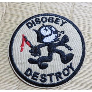 砂漠US円型◆新品アメリカ　アニキャラ　黒猫ワッペン刺繍 ◇サバゲー・ミリタリー(各種パーツ)