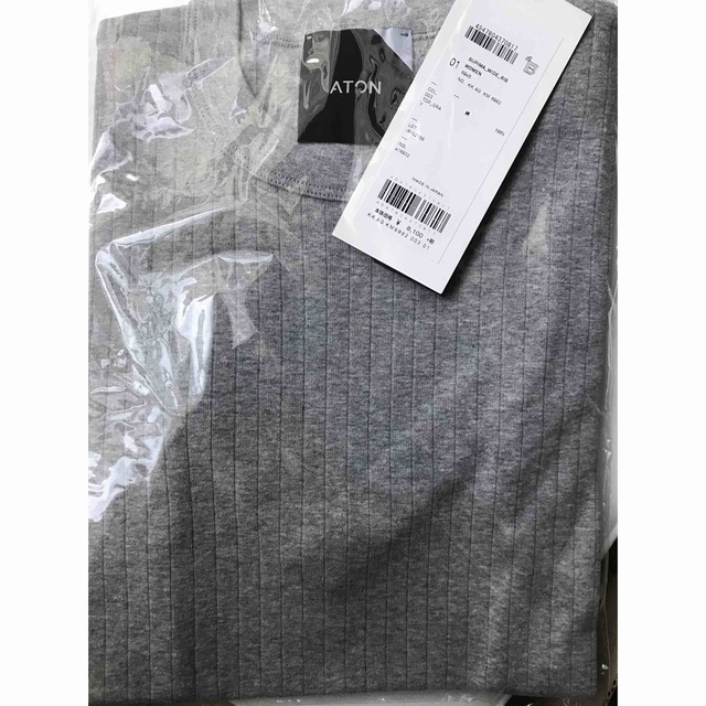 ATON(エイトン)のエイトン　SUPIMA WIDE RIB   クルーネックTシャツ　グレー レディースのトップス(Tシャツ(半袖/袖なし))の商品写真