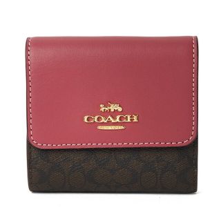 コーチ(COACH)の新品 コーチ COACH 3つ折り財布 SMALL TRIFOLD WALLET ブラウン/ピンク(財布)