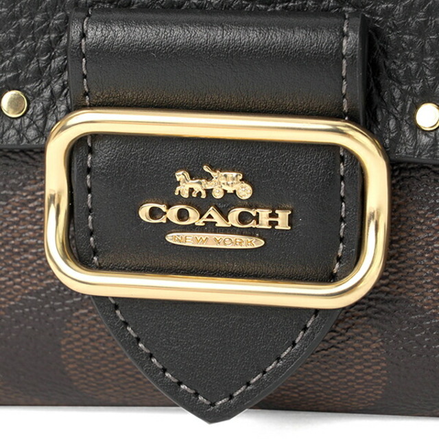 新品 未使用　COACH コーチ 三つ折り財布 ミニ財布　財布 ブラック マルチ