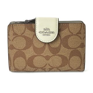 コーチ(COACH)の新品 コーチ COACH 2つ折り財布 MEDIUM CORNER ZIP WALLET カーキ/ライトセージ(財布)