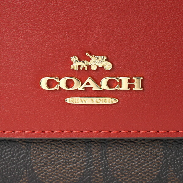 COACH(コーチ)の新品 コーチ COACH 3つ折り財布 SMALL TRIFOLD WALLET ブラウン/1941レッド レディースのファッション小物(財布)の商品写真