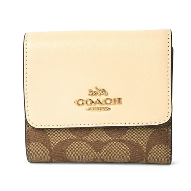 COACH(コーチ)の新品 コーチ COACH 3つ折り財布 SMALL TRIFOLD WALLET カーキ/アイボリー レディースのファッション小物(財布)の商品写真