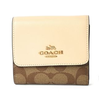 コーチ(COACH)の新品 コーチ COACH 3つ折り財布 SMALL TRIFOLD WALLET カーキ/アイボリー(財布)