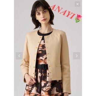 アナイ(ANAYI)のANAYI 【美品】ラムレザー♡ドットボタンジャケット36(ノーカラージャケット)