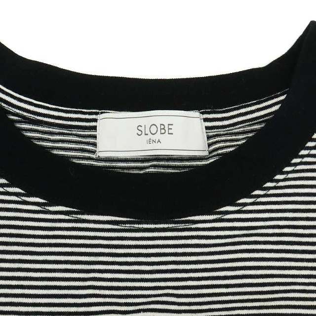 SLOBE IENA(スローブイエナ)のSLOBE IENA  Tシャツ カットソー クルーネック ロゴ 黒 白 レディースのトップス(Tシャツ(半袖/袖なし))の商品写真