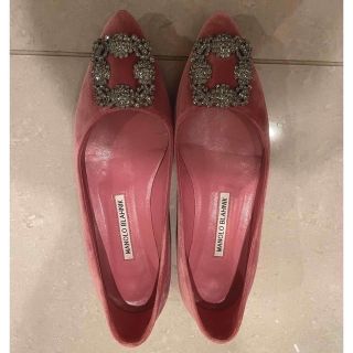 マノロブラニク(MANOLO BLAHNIK)のマノロブラニク ハンギシ ベロア サイズ37(23.5〜24cm程度)(バレエシューズ)