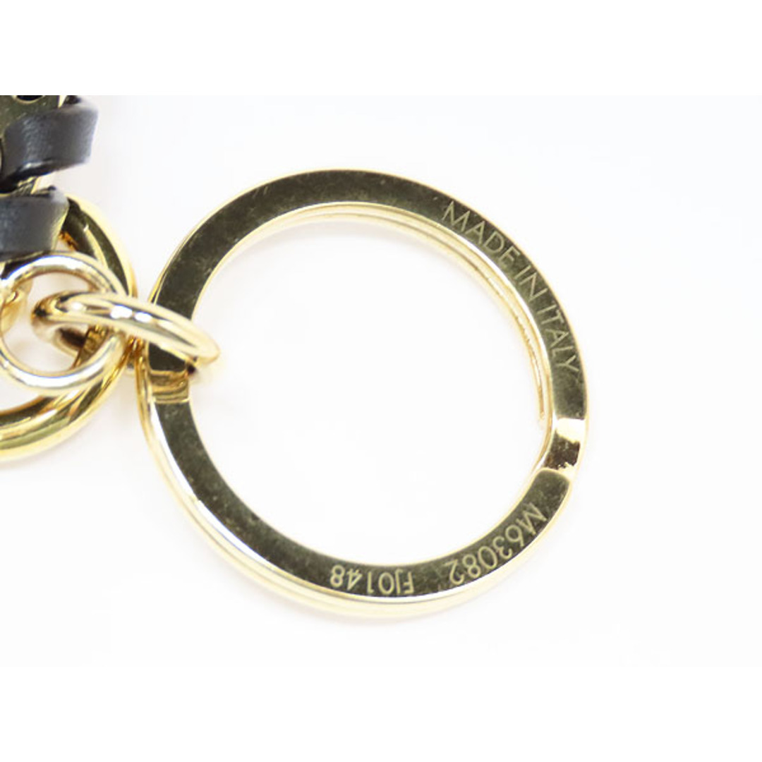 LOUIS VUITTON(ルイヴィトン)の美品 ルイヴィトン ポルト クレ・ベリー チャーム キーリング キーホルダー ゴールド ブラック エナメル メタル カーフレザー M63082 レディースのファッション小物(キーホルダー)の商品写真