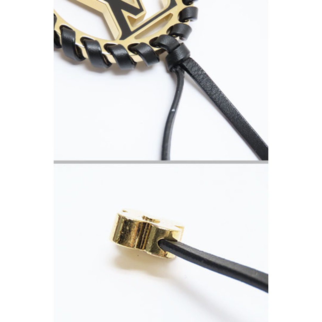 LOUIS VUITTON(ルイヴィトン)の美品 ルイヴィトン ポルト クレ・ベリー チャーム キーリング キーホルダー ゴールド ブラック エナメル メタル カーフレザー M63082 レディースのファッション小物(キーホルダー)の商品写真