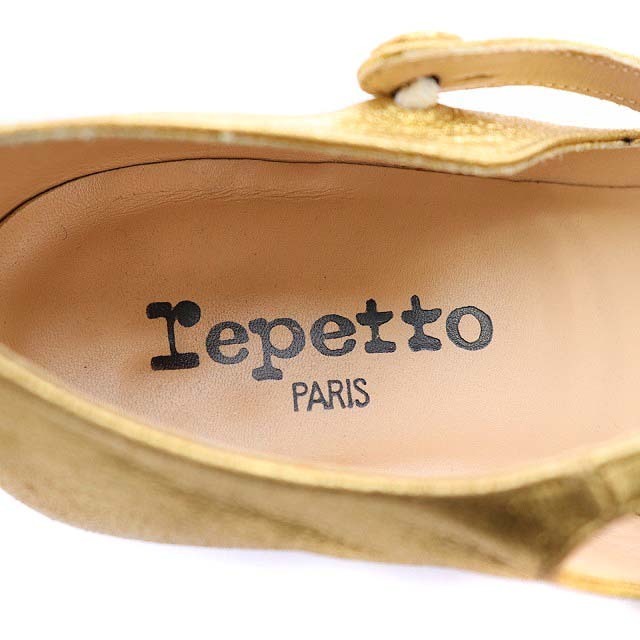 repetto(レペット)のレペット ストラップパンプス ラウンドトゥ 37 23.3cm ゴールド色 レディースの靴/シューズ(ハイヒール/パンプス)の商品写真