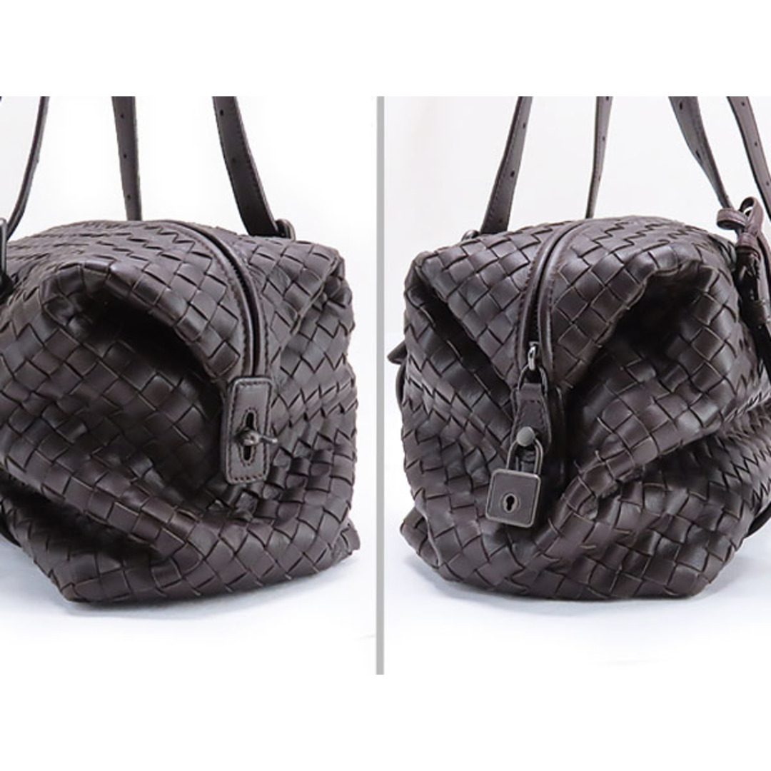 Bottega Veneta(ボッテガヴェネタ)の超美品 ボッテガ ヴェネタ イントレチャート モンテーニュ ミニボストンバッグ ハンドバッグ ダークブラウン ラムレザー 272801 レディースのバッグ(ボストンバッグ)の商品写真