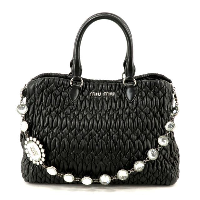 高い素材】 miumiu ブラック 2wayバッグ マテラッセ ナッパクリスタル
