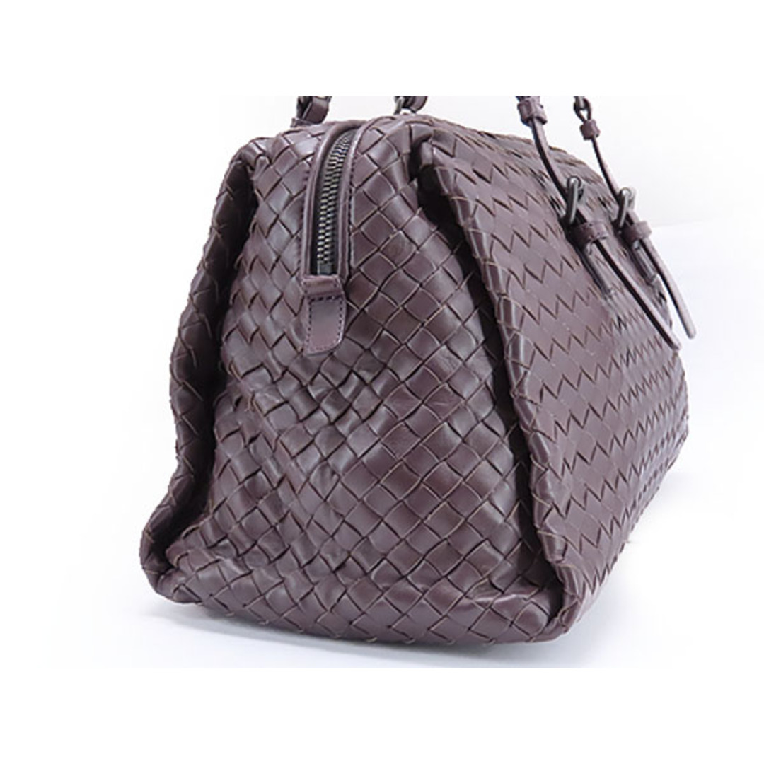 Bottega Veneta(ボッテガヴェネタ)の美品 ボッテガ ヴェネタ イントレチャート プリュッセ ミニボストンバッグ ハンドバッグ ダークパープル ライトカーフレザー 283363 レディースのバッグ(ハンドバッグ)の商品写真