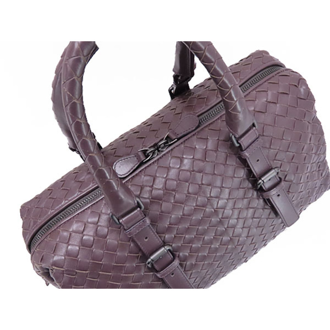 Bottega Veneta(ボッテガヴェネタ)の美品 ボッテガ ヴェネタ イントレチャート プリュッセ ミニボストンバッグ ハンドバッグ ダークパープル ライトカーフレザー 283363 レディースのバッグ(ハンドバッグ)の商品写真