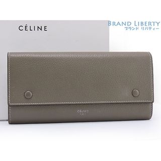 セリーヌ(celine)の美品 セリーヌ ラージ フラップマルチファンクション 二つ折り長財布 スーリー グレーベージュ イエロー カーフレザー 101673AFE 09SO (財布)