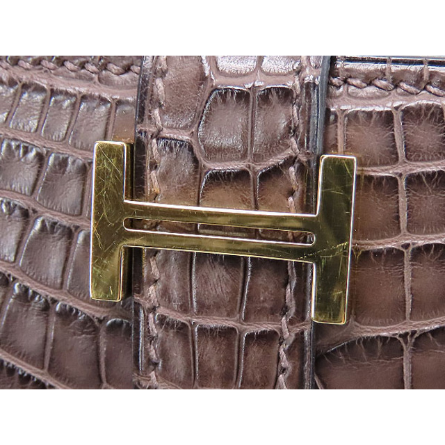 Hermes(エルメス)のほぼ新品 エルメス ベアンスフレ アリゲーターマット 二つ折り長財布 クロコダイル ダークブラウン レディースのファッション小物(財布)の商品写真