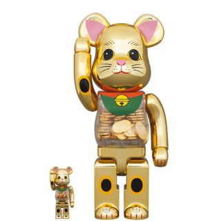 BE@RBRICK 招き猫 小判 金メッキ 100％&400％ ベアブリック(キャラクターグッズ)