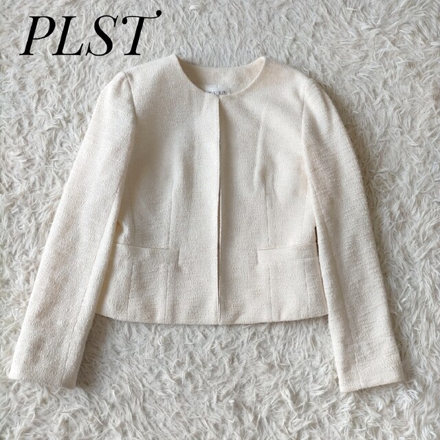 PLST(プラステ)の【プラステ】ノーカラージャケット S セレモニー 入学式 お仕事 オケージョン レディースのジャケット/アウター(ノーカラージャケット)の商品写真