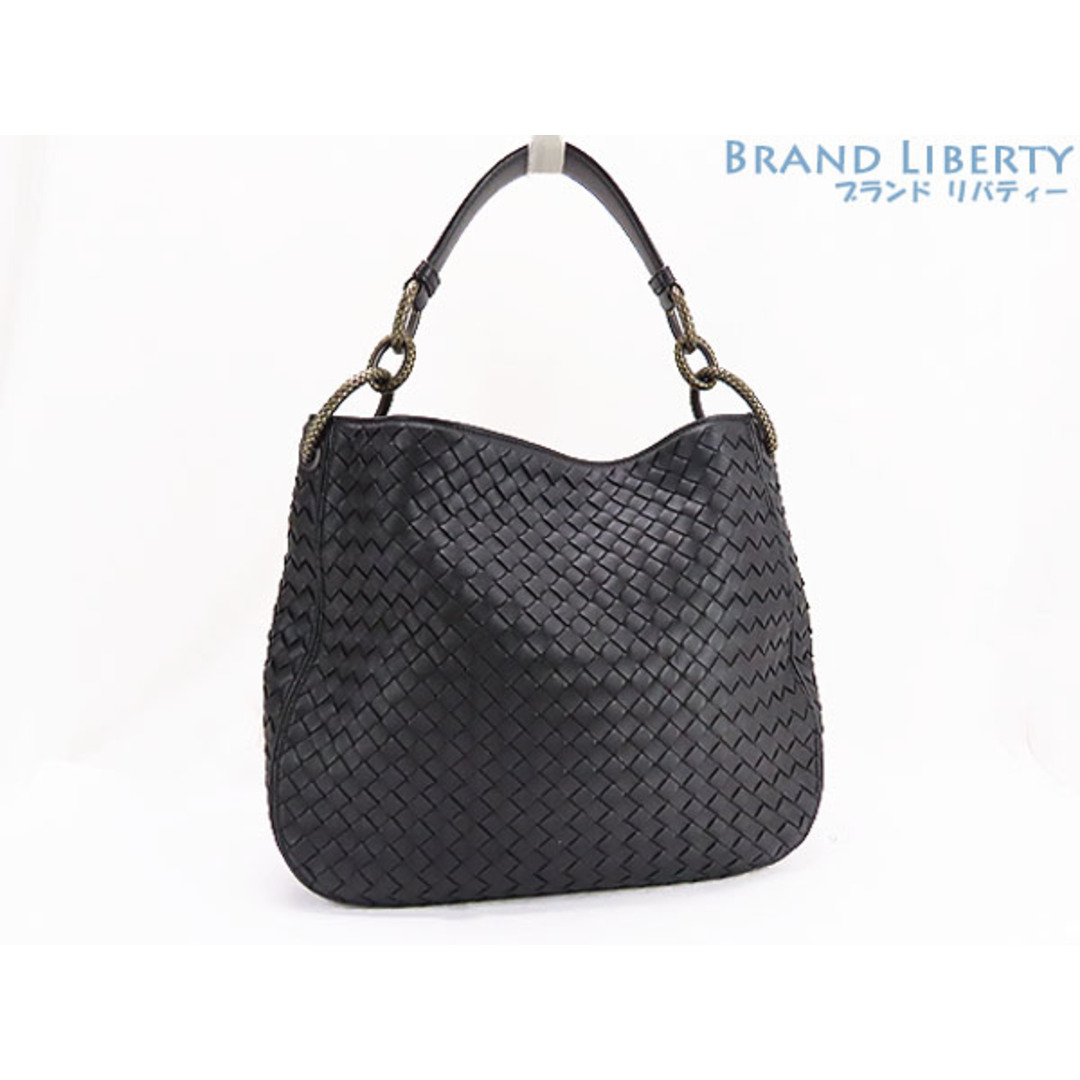 Bottega Veneta(ボッテガヴェネタ)の超美品 ボッテガ ヴェネタ イントレチャート チェーン ワンショルダーバッグ ホーボーバッグ ハンドバッグ ブラック ラムレザー 494119 レディースのバッグ(ハンドバッグ)の商品写真