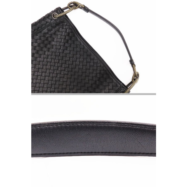 Bottega Veneta(ボッテガヴェネタ)の超美品 ボッテガ ヴェネタ イントレチャート チェーン ワンショルダーバッグ ホーボーバッグ ハンドバッグ ブラック ラムレザー 494119 レディースのバッグ(ハンドバッグ)の商品写真