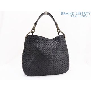 ボッテガヴェネタ(Bottega Veneta)の超美品 ボッテガ ヴェネタ イントレチャート チェーン ワンショルダーバッグ ホーボーバッグ ハンドバッグ ブラック ラムレザー 494119(ハンドバッグ)