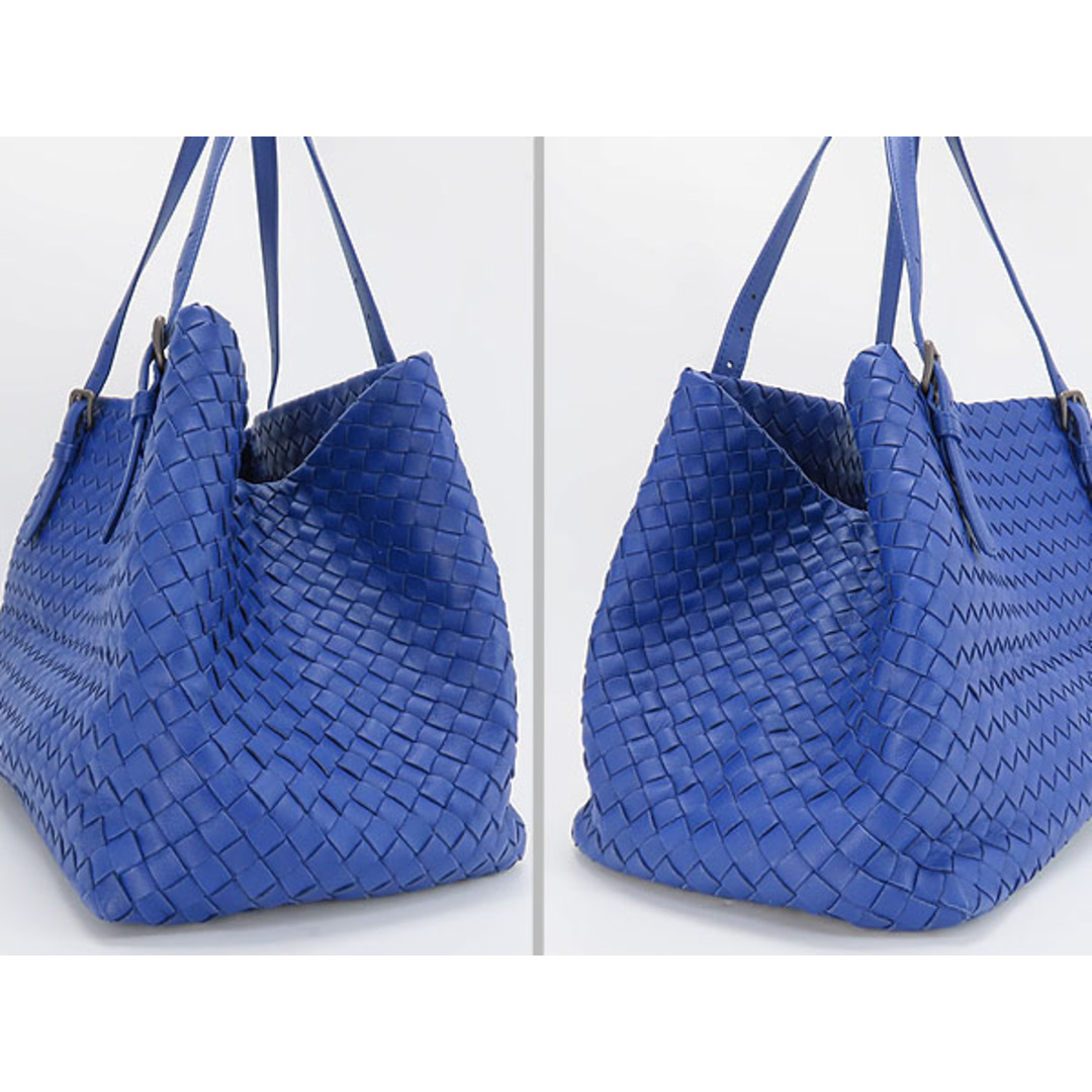 Bottega Veneta(ボッテガヴェネタ)の新品同様 ボッテガ ヴェネタ イントレチャート ミディアム チェスタバッグ トートバッグ  ネイビーブルー ラムレザー 337260 レディースのバッグ(トートバッグ)の商品写真