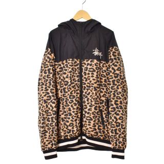 ステューシー(STUSSY)のSTUSSY ナイロンジャケット パーカー ブルゾン レオパード ヒョウ柄 M(パーカー)