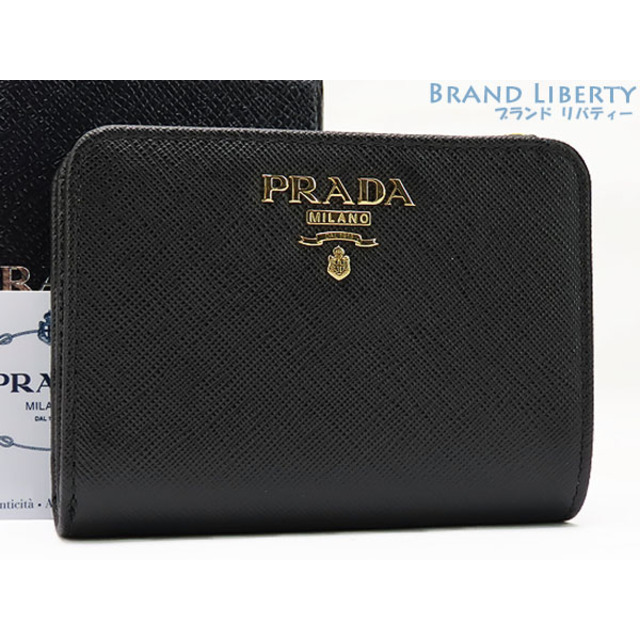 PRADA(プラダ)の新品同様 プラダ サフィアーノ メタル L字ファスナー 二つ折り財布 コンパクト財布 NERO ブラック サフィアーノレザー 1ML018 レディースのファッション小物(財布)の商品写真