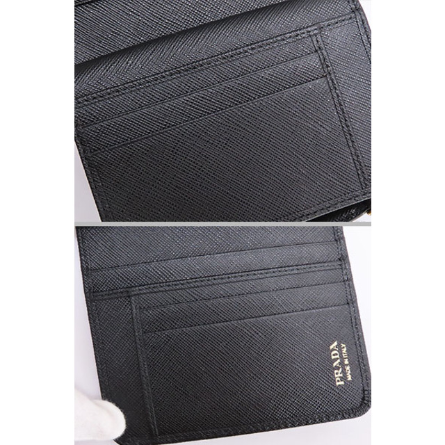 PRADA(プラダ)の新品同様 プラダ サフィアーノ メタル L字ファスナー 二つ折り財布 コンパクト財布 NERO ブラック サフィアーノレザー 1ML018 レディースのファッション小物(財布)の商品写真