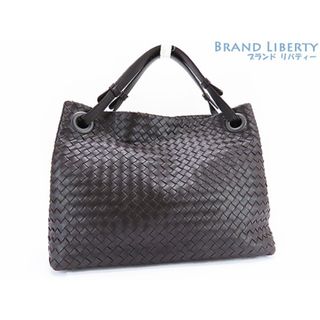 ボッテガヴェネタ(Bottega Veneta)の美品 ボッテガ ヴェネタ イントレチャート ラージ ガルダバッグ ハンドバッグ ダークブラウン ラムレザー 576593 179320(ショルダーバッグ)