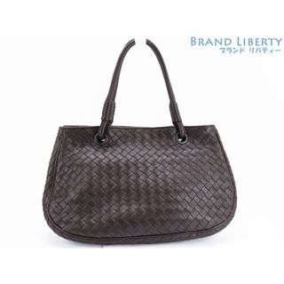 ボッテガヴェネタ(Bottega Veneta)の美品 ボッテガ ヴェネタ イントレチャート サッチェル ハンドバッグ トートバッグ  エバノ ダークブラウン ラムレザー 148323(ショルダーバッグ)