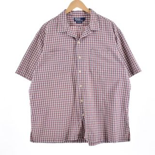 ラルフローレン(Ralph Lauren)の古着 ラルフローレン Ralph Lauren POLO by Ralph Lauren CALDWELL チェック柄 半袖 オープンカラー ボックスシャツ メンズXXL /eaa322151(シャツ)