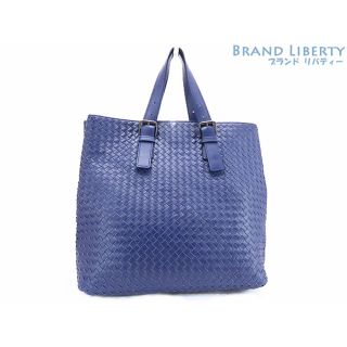 ボッテガヴェネタ(Bottega Veneta)の美品 ボッテガ ヴェネタ イントレチャート トートバッグ ショルダーバッグ ハンドバッグ サファイアブルー カーフレザー 169612(トートバッグ)