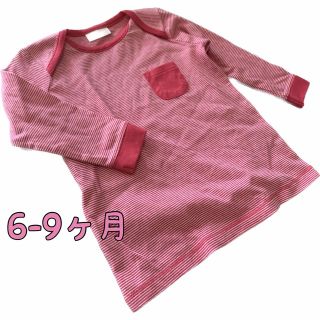 ネクスト(NEXT)の●未使用●6-9ヶ月　赤　ボーダー　ロンT(Ｔシャツ)