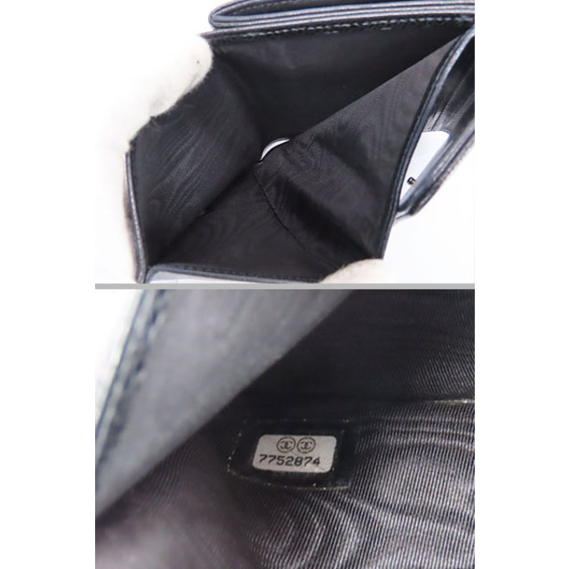 CHANEL(シャネル)の美品 シャネル ヴィンテージ ココマーク キャビアスキン Wホック財布 両面財布 コンパクト財布 ブラック グレインドカーフスキン レディースのファッション小物(財布)の商品写真