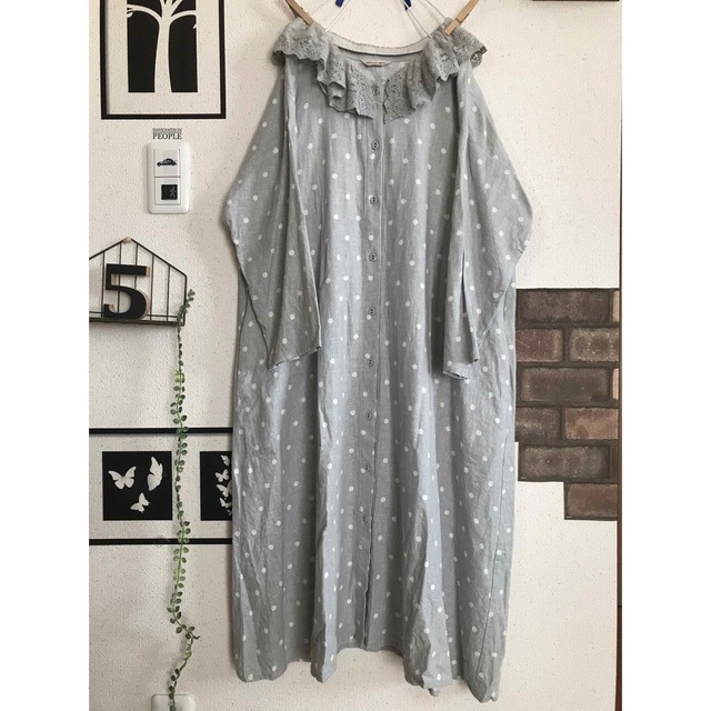美品☆チュールレースドットプリントワンピース*ミント