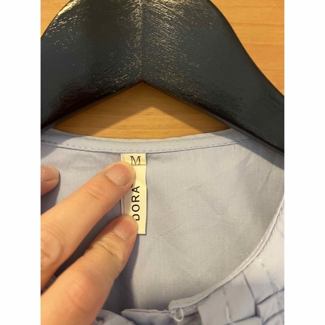 ZARA(ザラ)の襟付きトップス　シャツ　ブルー　M レディースのトップス(シャツ/ブラウス(長袖/七分))の商品写真