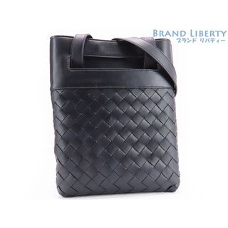 ボッテガヴェネタ(Bottega Veneta)の美品 ボッテガ ヴェネタ イントレチャート 斜め掛けショルダーバッグ メッセンジャーバッグ ポシェット ミッドナイトブルー 611357(ショルダーバッグ)