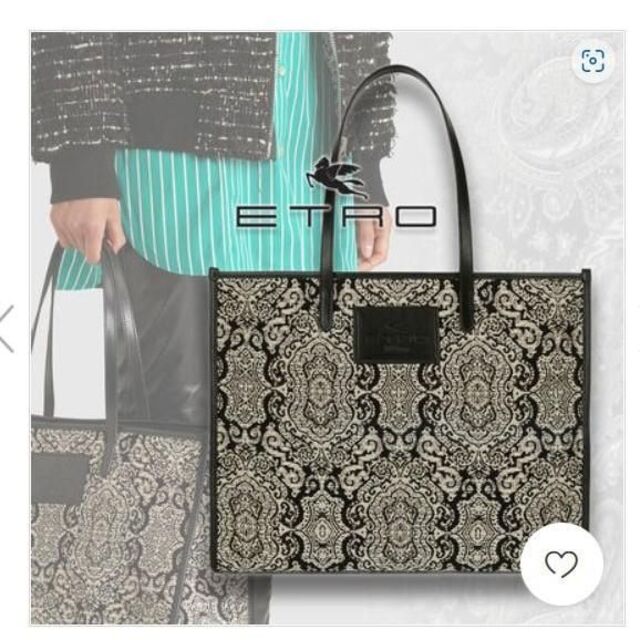 美品 ETRO エトロ ジャガードトートバッグ ブラック 1M008 8832 www.obn.ba