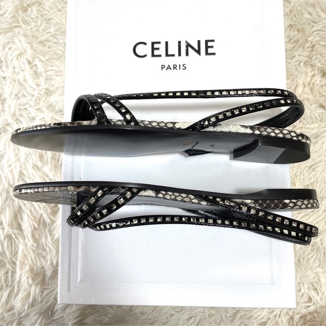 サンダル【希少・美品】CELINE セリーヌ パイソンサンダル 23.5cm 付属品完備