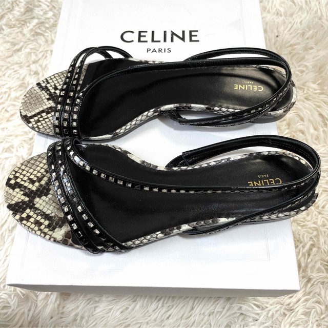 celine(セリーヌ)の【希少・美品】CELINE セリーヌ パイソンサンダル 23.5cm 付属品完備 レディースの靴/シューズ(サンダル)の商品写真