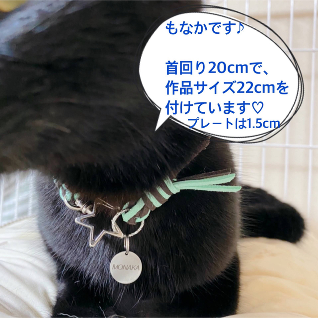 オーダー☆3色チョーカー☆首輪☆迷子札☆刻印込み☆六つ編み☆犬☆猫☆の通販 by Ciel shop|ラクマ